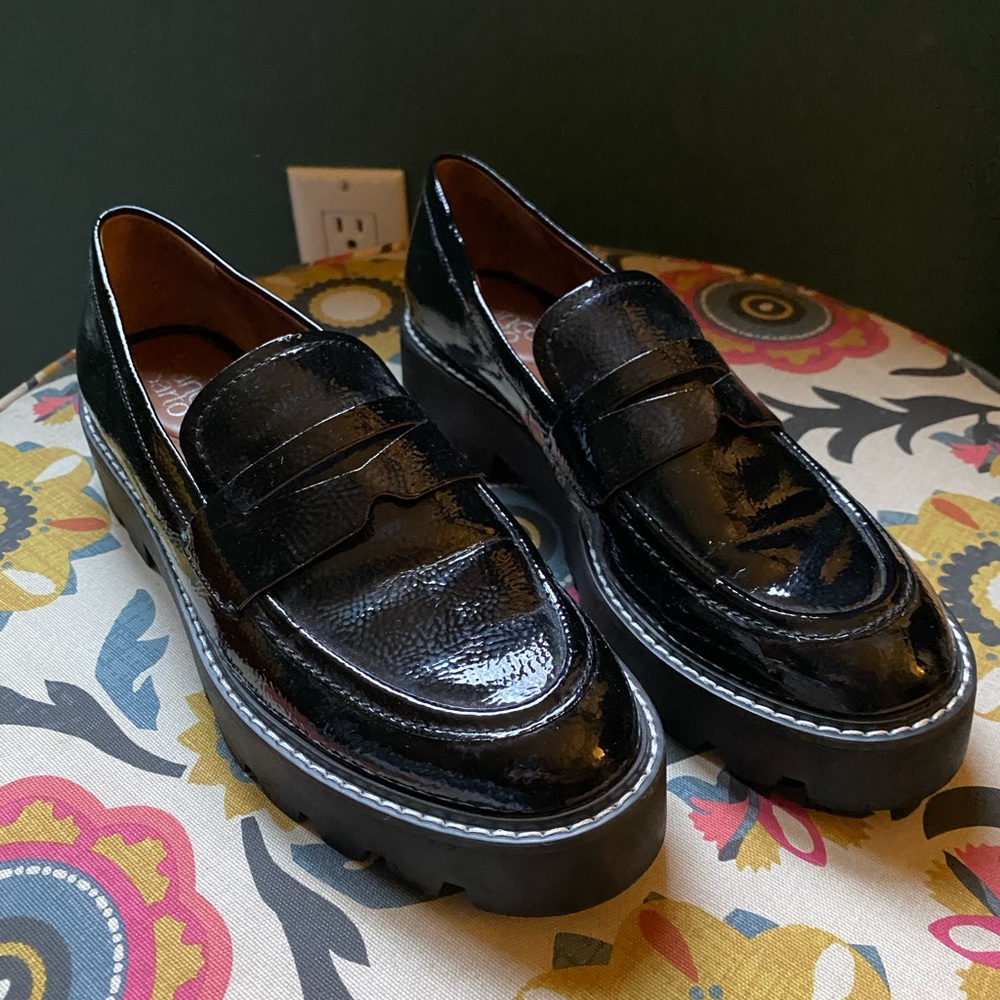 Franco Sarto Women’s Balin Platform Loafer. Size 8.5 Black patent
